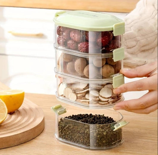 3-Layer Stackable Transparent Spice & Dry Food Storage Box