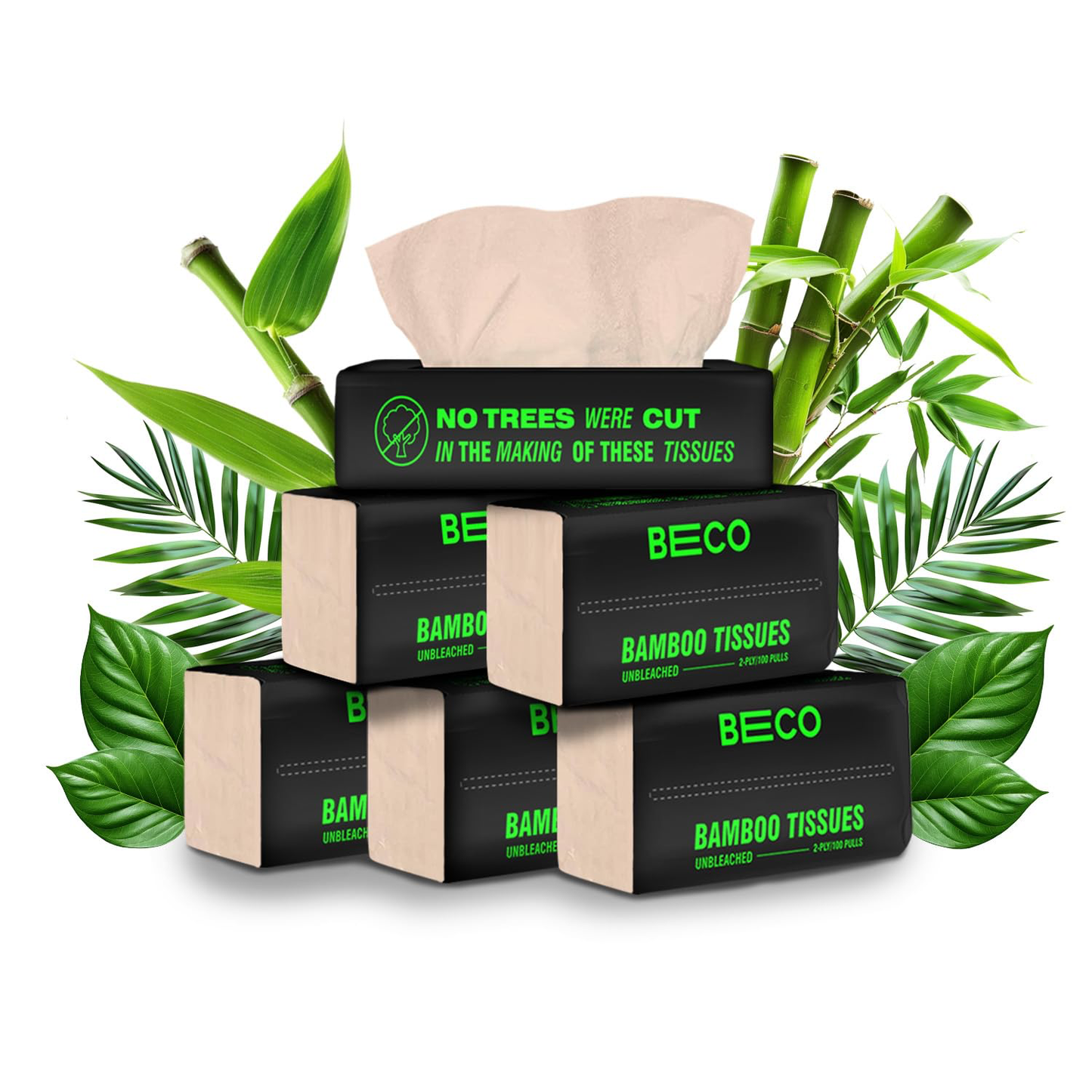Beco Bamboo Facial Tissue Pack of 6 - Natural, Unbleached, Eco-Friendly