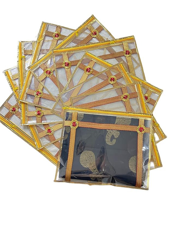 Saree & Suit Storage Cover Bags with Zipper | Transparent Window | Pack of 6