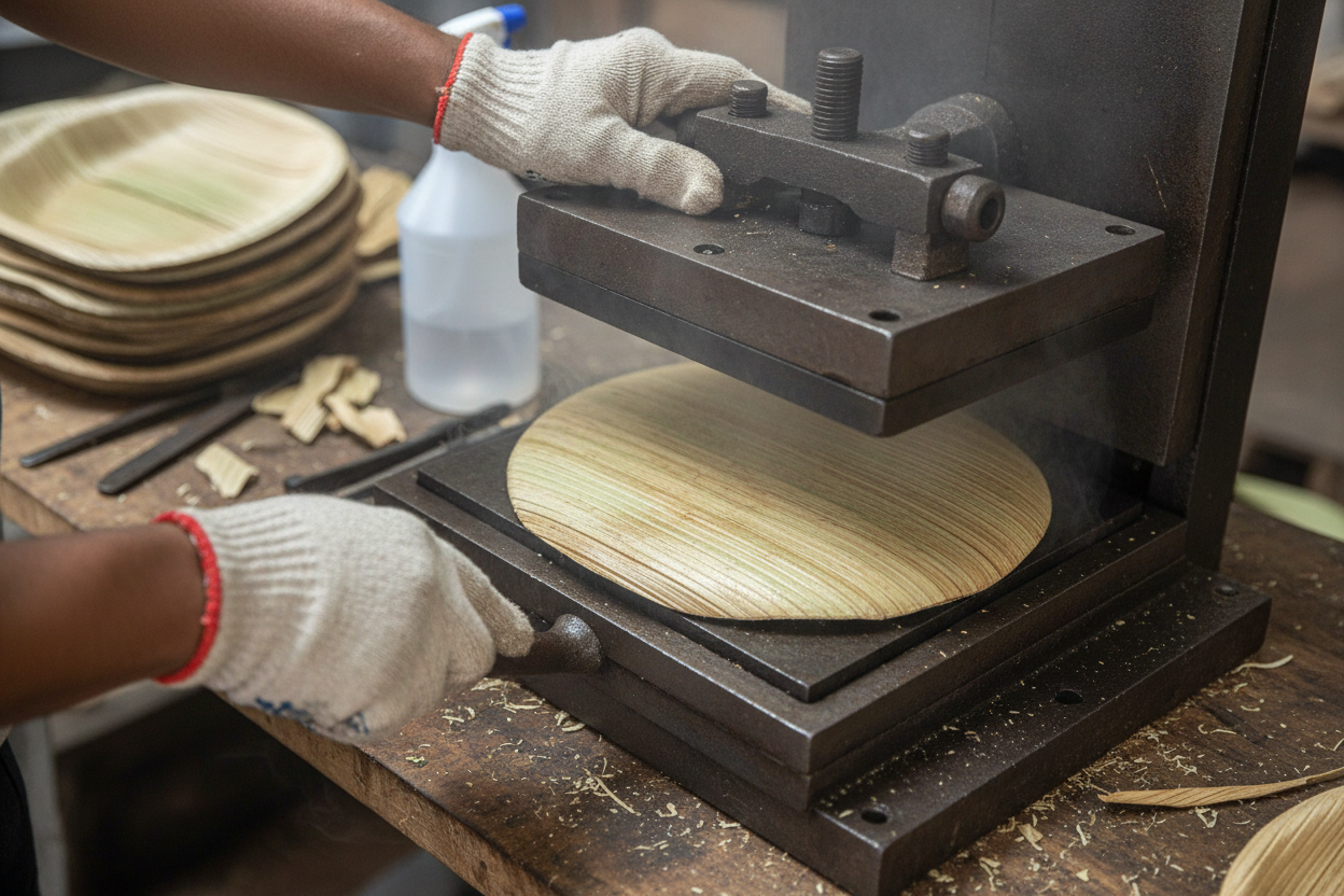 Areca leaf plate close-up