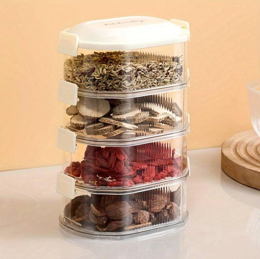 3-Layer Stackable Transparent Spice & Dry Food Storage Box