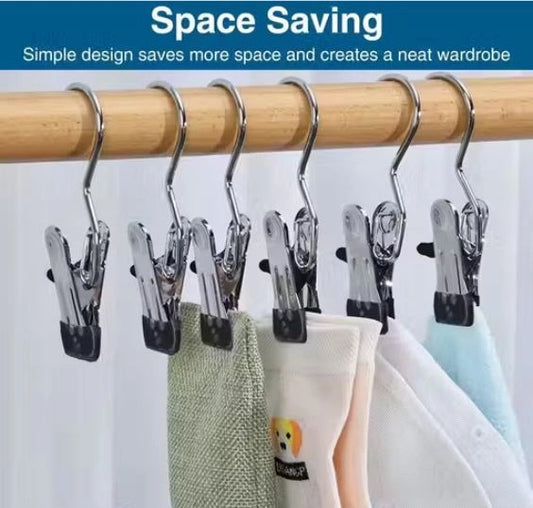 Stainless Steel Clip Hangers for Clothes | Space-Saving | Pack of 10
