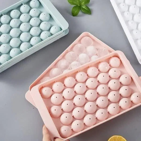 Flexible Round Ice Cube Tray | 33 Mini Cavities | For Whiskey, Cocktails & Drinks