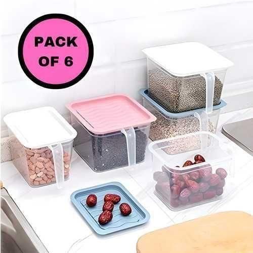 Unbreakable Transparent Kitchen Storage Containers with Lid | Pack of 6