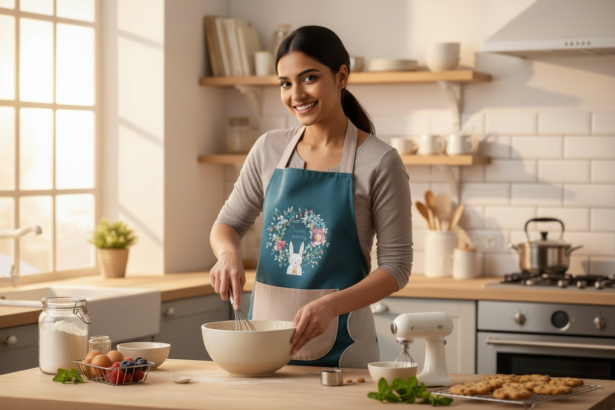 Cute Rabbit Kitchen Apron - Lifestyle