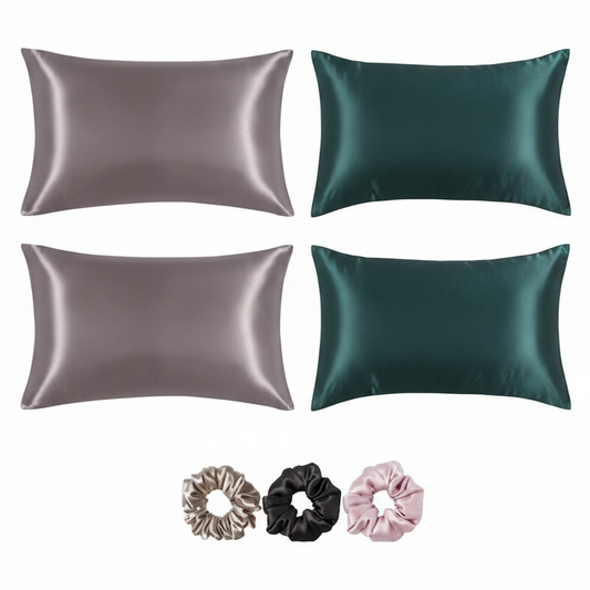 Grey & Teal Pillow Cover Set - Clean White Background Format