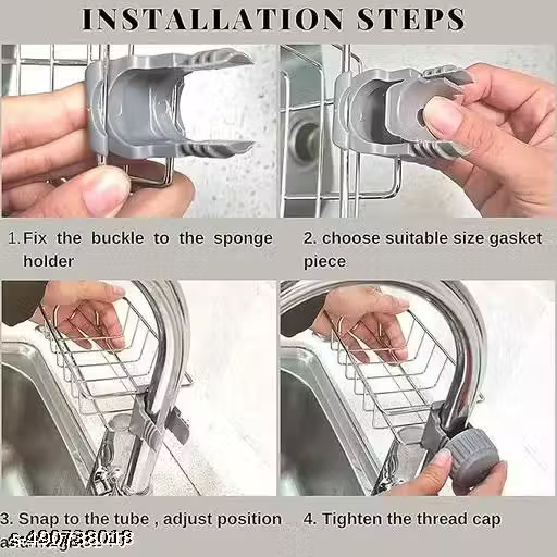 Installation steps for kitchen sink faucet sponge holder caddy