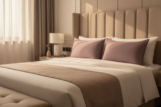 Mauve Satin Pillow Cover - Bedroom Lifestyle