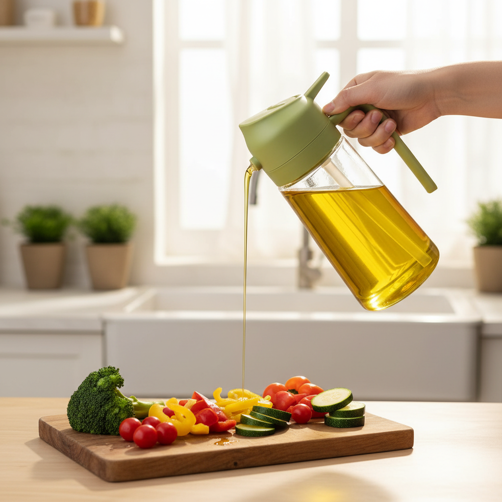 2-in-1 Oil Sprayer & Dispenser Bottle for Kitchen – 500ml